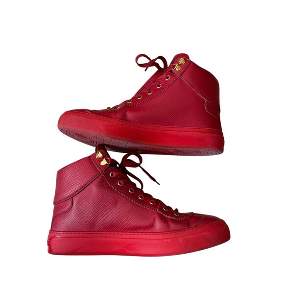 Jimmy Choo $985 Red Argyle Leather High-Top Designer Shoes Men\'s size 42/US 9 main image 12